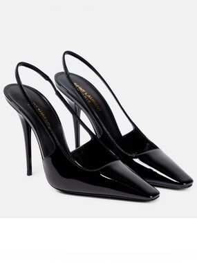 Saint Laurent patent leather Blade slingback pumps square toe 110mm heel